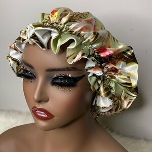 Floral Satin Hair Bonnet
